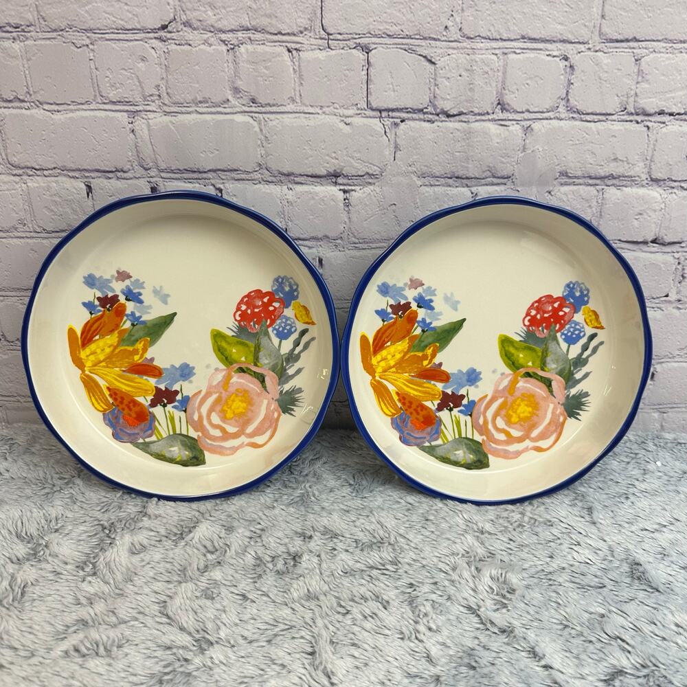 The Pioneer Woman Celia 9" Pie Pan Floral Cobalt Blue Set of 2 Baking Country